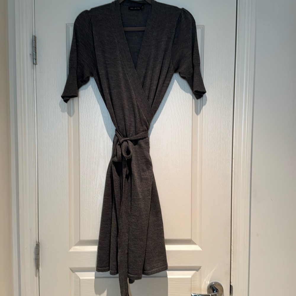 The Limited Gray Midi Wrap Dress